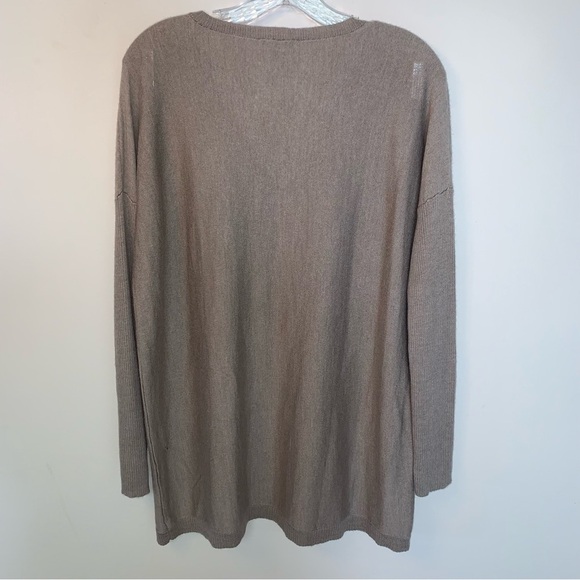 Eileen Fisher Tan V-Neck Sweater 100% Merino Wool S - Picture 2 of 10